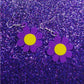 Purple Groovy Mod Flower Retro Earrings