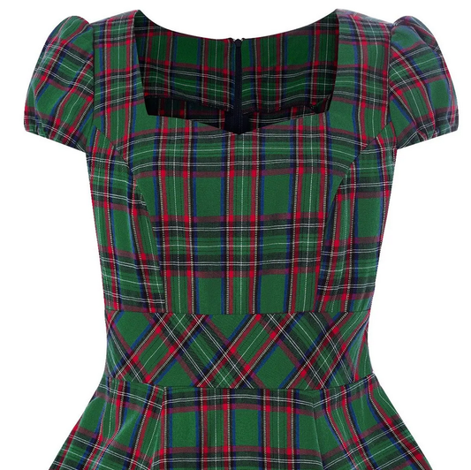Claudia 50s Style Green Tartan Swing Dress *Final Sale*
